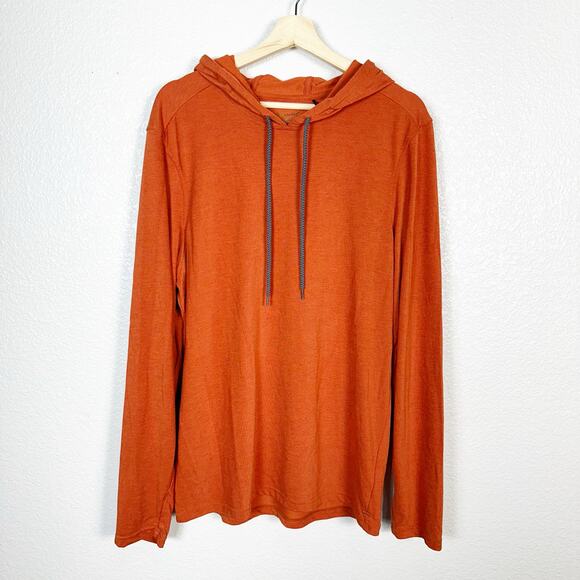 Toad & Co Mens Insect Shield Long Sleeve Hooded Outdoor Hiking Tee Orange Medium - Picture 1 of 9